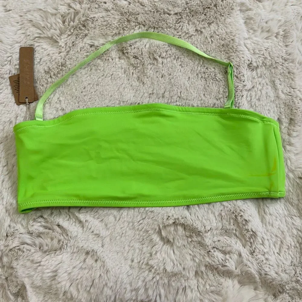 SKIMS Signature Swim Bandeau Bikini Top Neon Green Size M